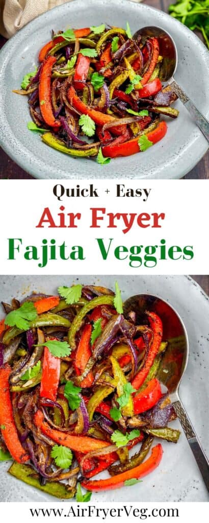 Air fryer fajita veggies pin.