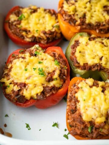 Air fryer vegan stuffed bell peppers.